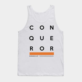 CONQUEROR Bible Verse Romans 8:37 Tank Top